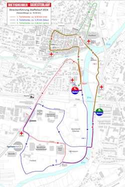 Strecke Staffeln Bietigheimer Silvesterlauf 2024